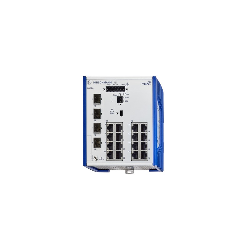 1 pcs - Hirschmann BOBCAT Series DIN Rail Mount Ethernet Switch, 20 RJ45 Ports, 1000 - 2500Mbit/s Transmission, 12 - 24V dc
