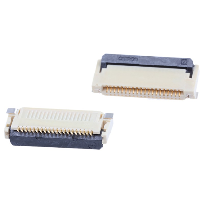 100 pcs - Omron, XF2M 0.5mm Pitch 20 Way Right Angle Female FPC Connector, Top and Bottom Contact