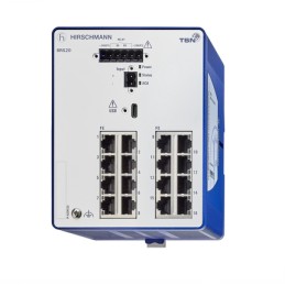 1 pcs - Hirschmann BOBCAT Series DIN Rail Mount Ethernet Switch, 16 RJ45 Ports, 1000 - 2500Mbit/s Transmission, 12 - 24V dc