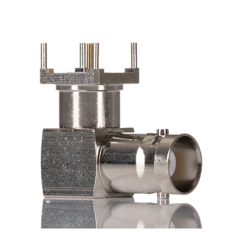 1 pcs - RS PRO, jack PCB Mount BNC Connector, 50Ω, Solder Termination, Right Angle Body