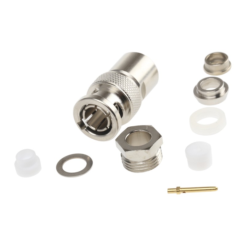 1 pcs - Telegartner, Plug Cable Mount BNC Connector, 75Ω, Clamp Termination, Straight Body