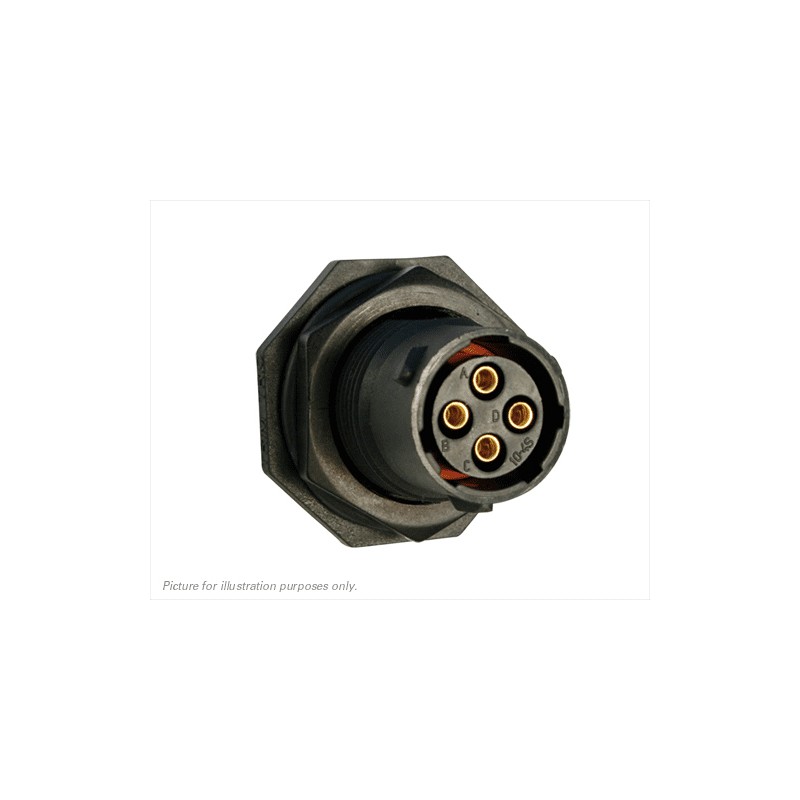1 pcs - Souriau Circular Connector, 4 Contacts, Panel Mount, Plug, Female, IP68, IP69K, UTS Series