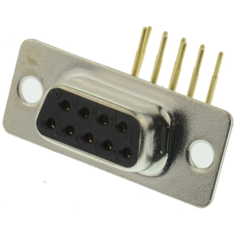5 pcs - RS PRO 9 Way Right Angle Through Hole D-sub Connector Socket, 2.77mm Pitch
