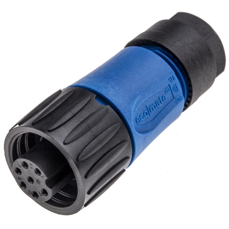 1 pcs - Amphenol Industrial Circular Connector, 7 Contacts, Cable Mount, Socket, Female, IP65, IP67, Ecomate Series