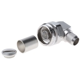 1 pcs - Telegartner, Plug Cable Mount N Connector, 50Ω, Solder Termination, Right Angle Body