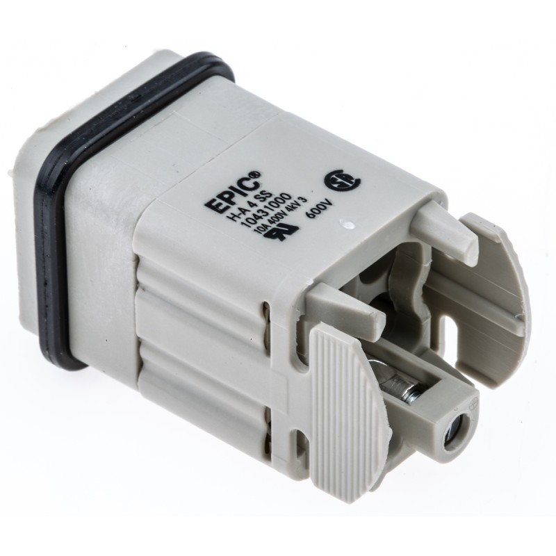 1 pcs - Epic Contact Heavy Duty Power Connector Insert, 10A, Male, H-A Series, 4 Contacts