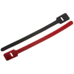 10 pcs - RS PRO Cable Tie, Hook and Loop, 225mm x 25 mm, Red Nylon