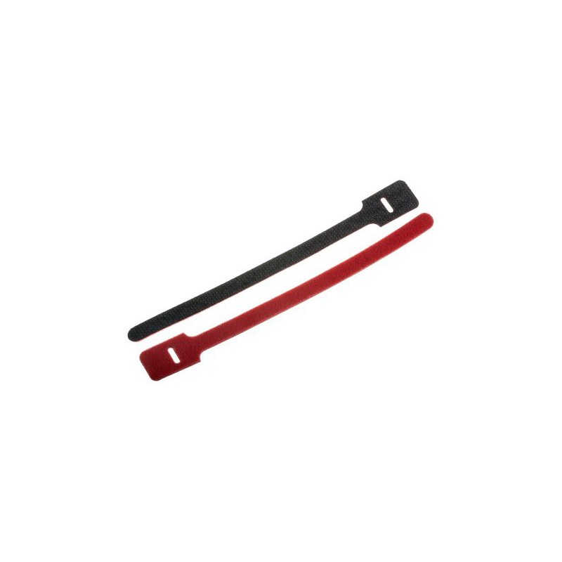10 pcs - RS PRO Cable Tie, Hook and Loop, 225mm x 25 mm, Red Nylon