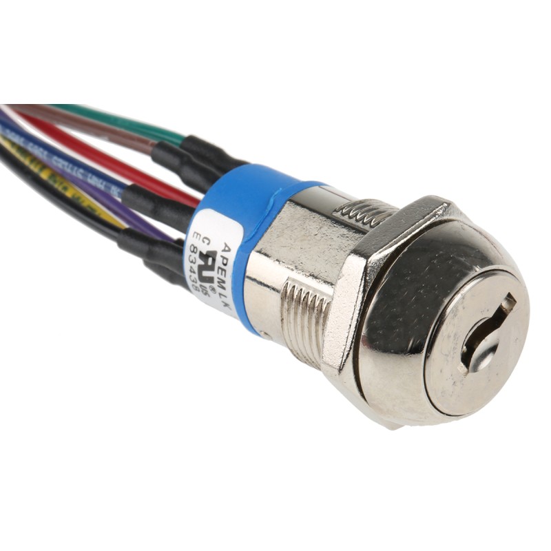 1 pcs - Key Switch, DPST, 4 A @ 28 V dc 3-Way Flat-Key