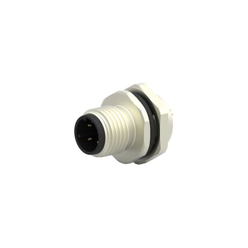 1 pcs - TE Connectivity Circular Connector, 4 Contacts, Rear Mount, M12 Connector, Socket, Male, IP67, M12 Series