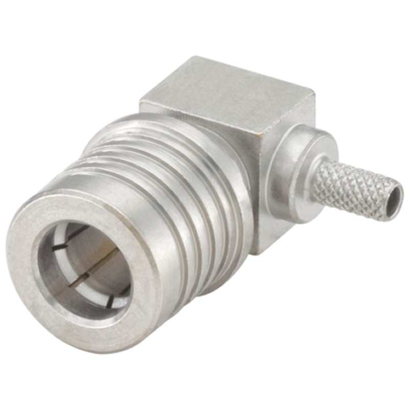 1 pcs - Rosenberger, Plug Cable Mount QMA Connector, 50Ω, Crimp, Solder Termination, Right Angle Body
