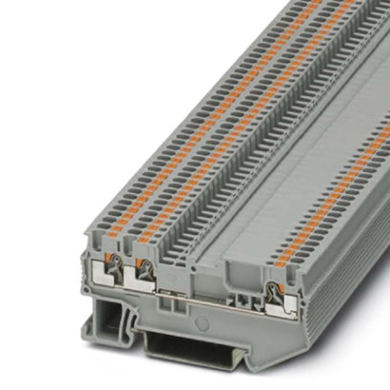 5 pcs - Phoenix Contact PT 1.5/S-TWIN-MTD Series Grey DIN Rail Terminal Block, Push In Termination