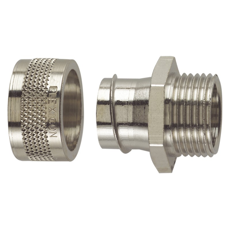 2 pcs - Flexicon Straight, Conduit Fitting, 32mm Nominal Size, M32, Nickel Plated Brass