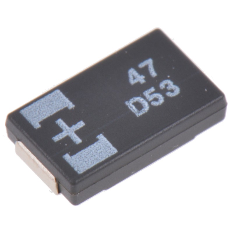 10 pcs - 20TQC47MYFT Panasonic 47μF Surface Mount Polymer Capacitor, 20V dc