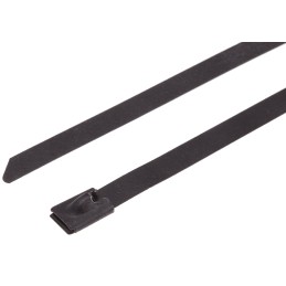 1 Bag of 100 - RS PRO Cable Tie, Roller Ball, 1m x 7.9 mm, Black Polyester Coated Stainless Steel, Pk-100