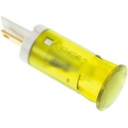 10 pcs - QS121XXY12 Apem Yellow Panel Mount Indicator, 12V dc, 12mm Mounting Hole Size, Faston, Solder Lug Termination