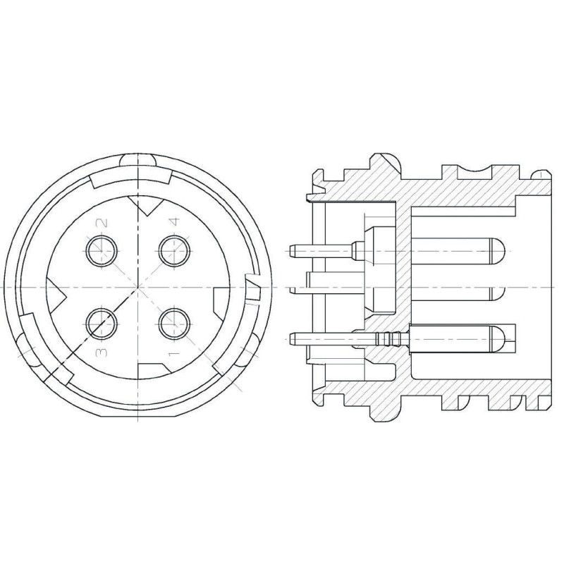 1 pcs - TE Connectivity Circular Connector, 4 Contacts, Panel Mount, Plug, Male