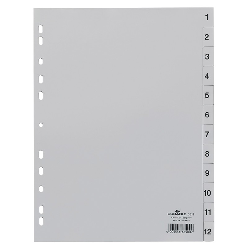 10 pcs - 1684774 Durable Grey A4 File Divider