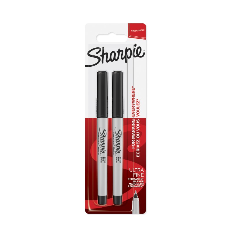5 Box of 2 - 1985878 Sharpie Ultra Fine Tip Black Marker Pen