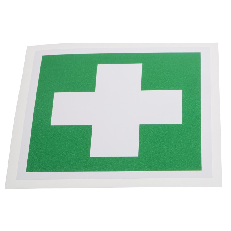 10 pcs - RS PRO Vinyl Green/White First Aid Label, H100 mm W100mm