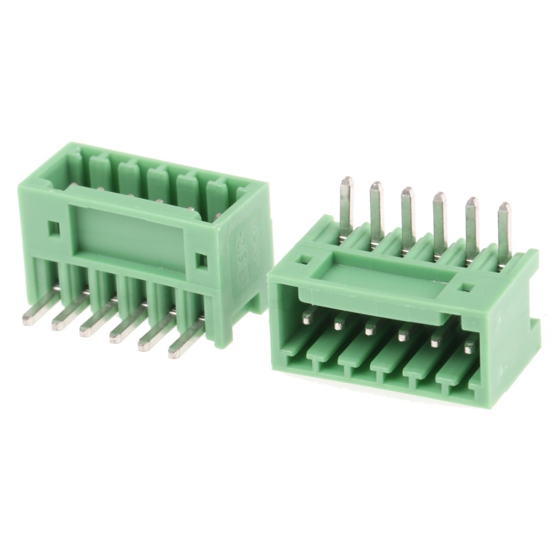 5 pcs - Phoenix Contact 2.5mm Pitch 6 Way Right Angle Pluggable Terminal Block, Header, Through Hole, Solder Termination