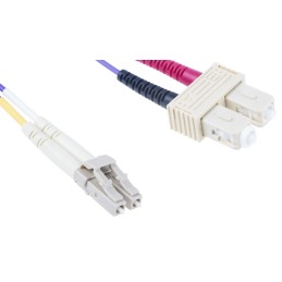 1 pcs - RS PRO LC to SC Duplex Multi Mode OM3 Fibre Optic Cable, 50/125μm, Purple, 2m