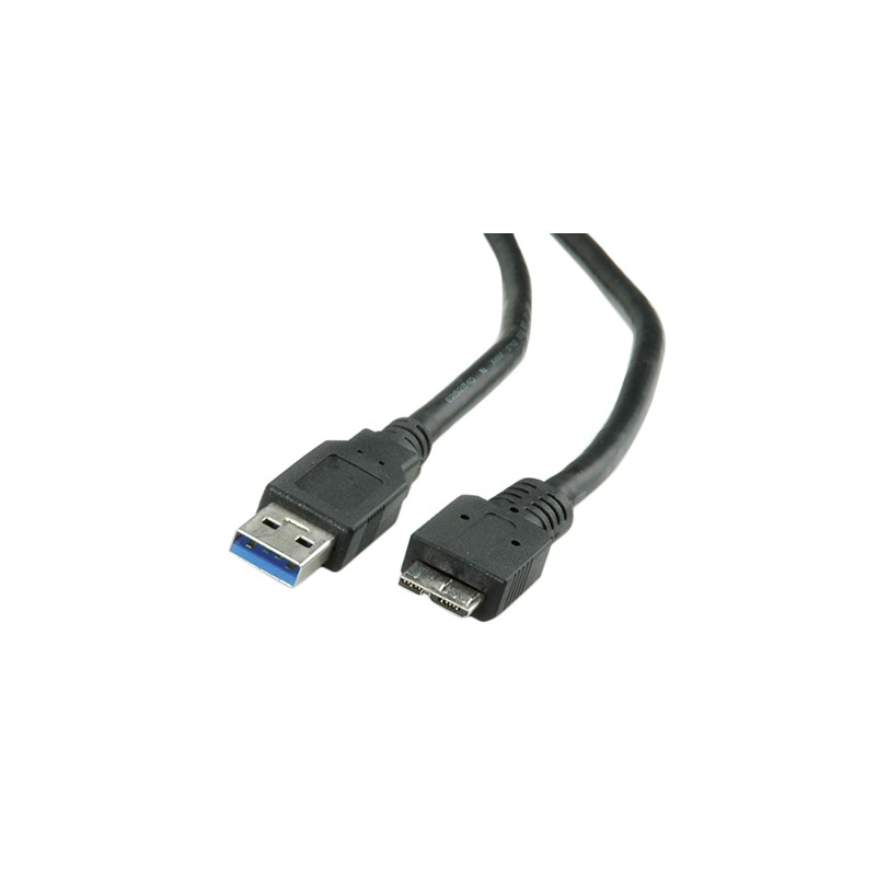 1 pcs - Roline USB 3.0 Cable, Male USB A to Male Micro USB B Cable, 150mm
