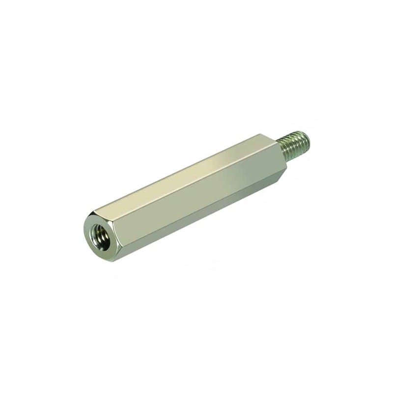 50 pcs - R40-3001202 HARWIN Threaded Standoff, M4 x 0.7 Thread, 12mm Body, Brass, Male/Female, 8mm Stud