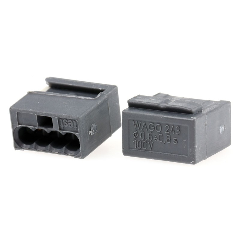 50 pcs - 243-204 Wago 243 MICRO PUSH WIRE Series Junction Box Connector, 4-Way, 6A, 22 - 20 AWG Wire, Push In Termination