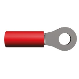 100 pcs - TE Connectivity, PIDG Insulated Ring Terminal, M3.5 Stud Size, 0.26mm² to 1.65mm² Wire Size, Red