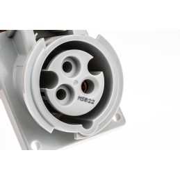 1 pcs - MENNEKES IP44 Yellow Panel Mount 3P Angled Industrial Power Socket, Rated At 16A, 110 V