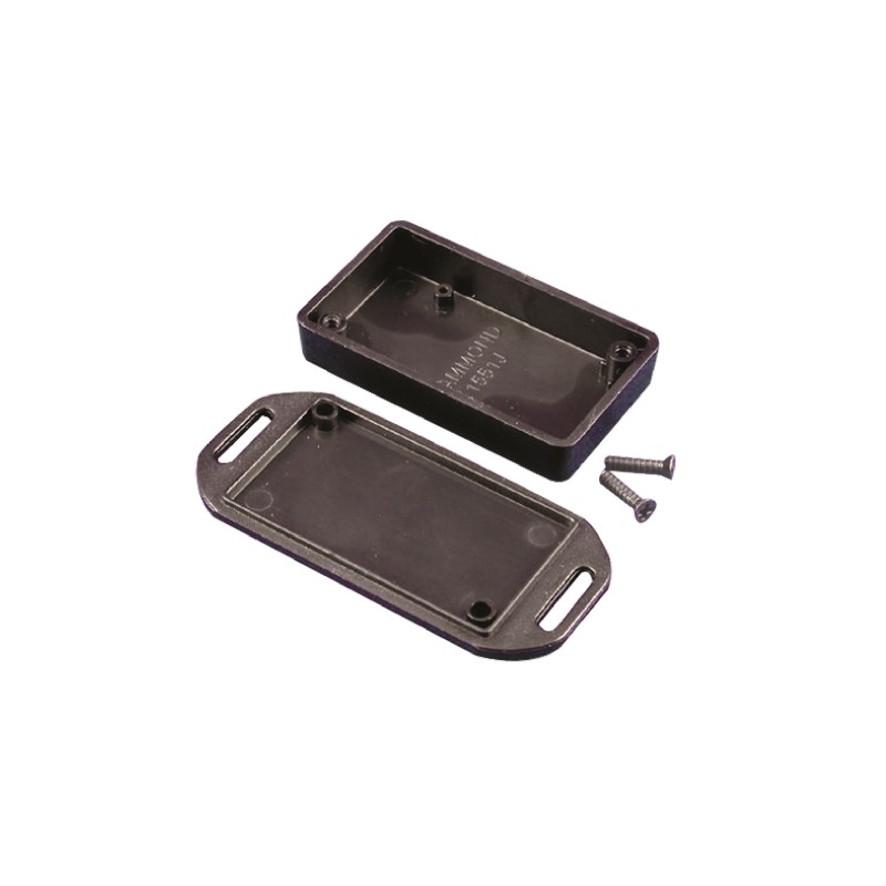 10 pcs - 1551JFLBK Hammond 1551 Series Black ABS Enclosure, IP54, Flanged, Black Lid, 60 x 35 x 15mm