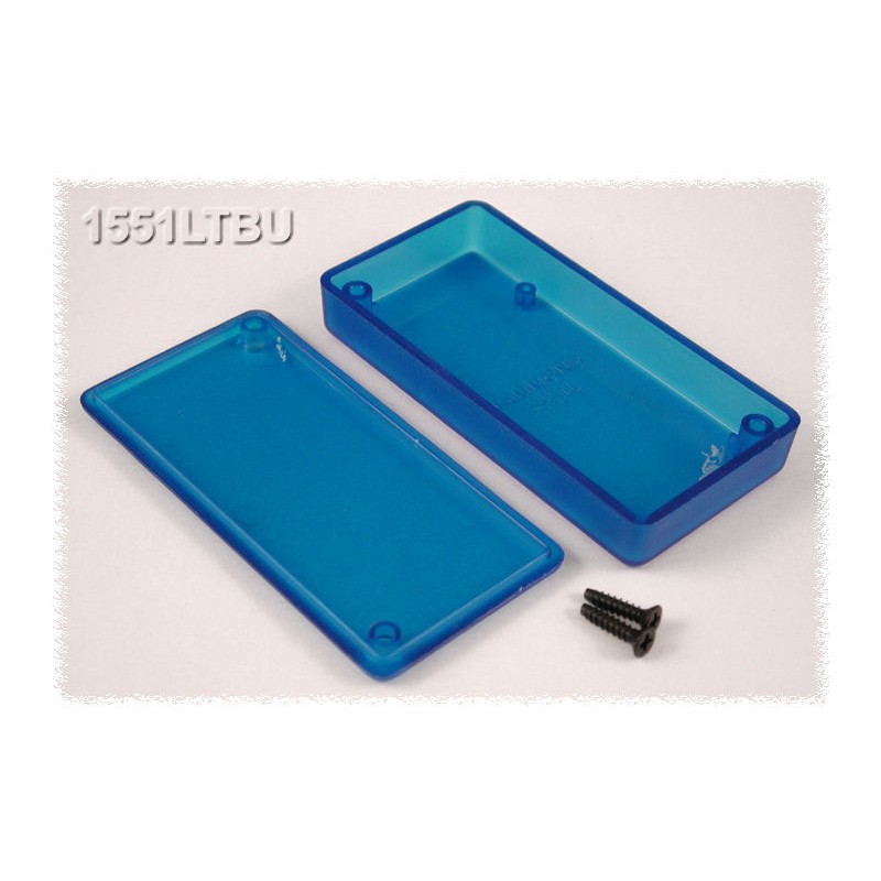 10 pcs - 1551LTBU Hammond 1551 Series Translucent Blue ABS Enclosure, IP54, Flanged, Translucent Blue Lid, 80 x 40 x 15mm