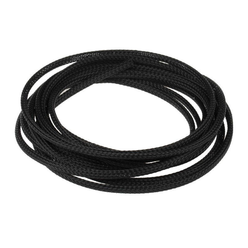 1 Bag of 5 M - RS PRO Expandable Braided PET Black Cable Sleeve, 5mm Diameter, 5m Length
