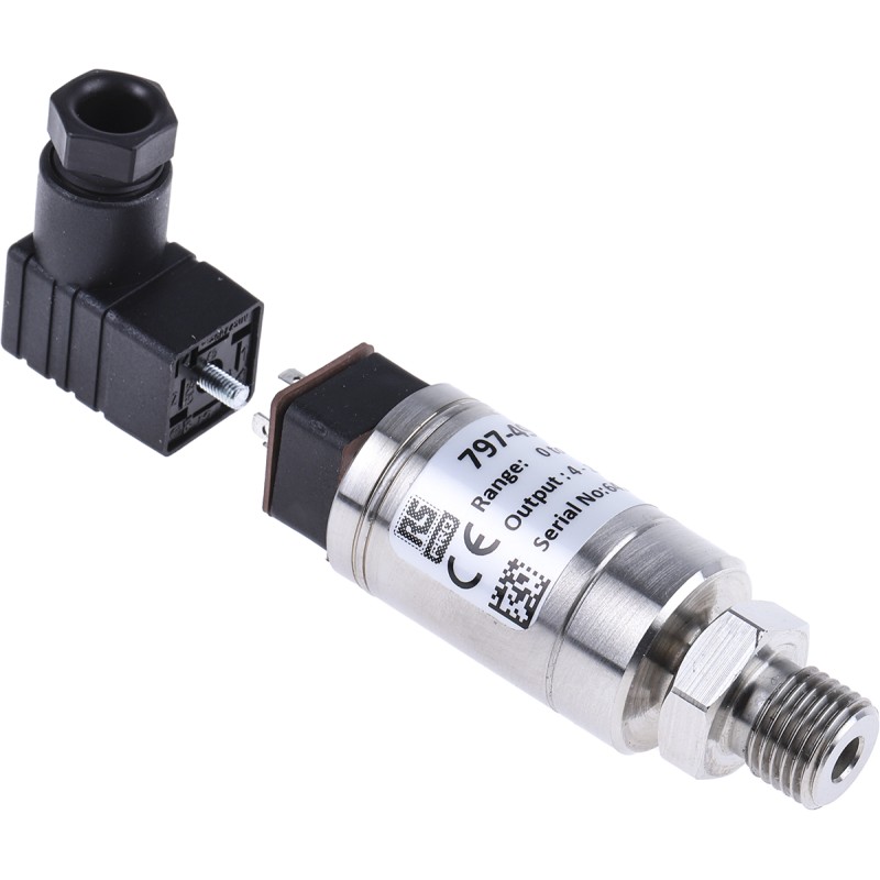 1 pcs - RS PRO Pressure Sensor, 0bar Min, 250bar Max, Current Output, Relative Reading