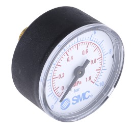 1 pcs - SMC Analogue Pressure Gauge 10bar Back Entry, K4-10-50, 0bar min.