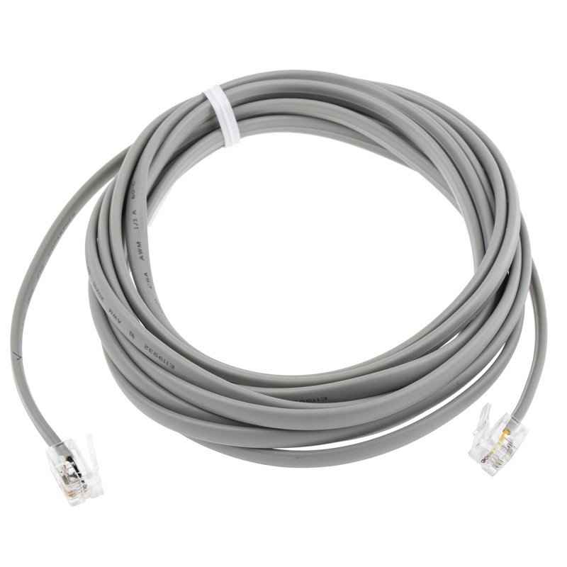 1 pcs - RS PRO Male RJ9 to Male RJ9 Telephone Extension Cable, Grey Sheath, 3m