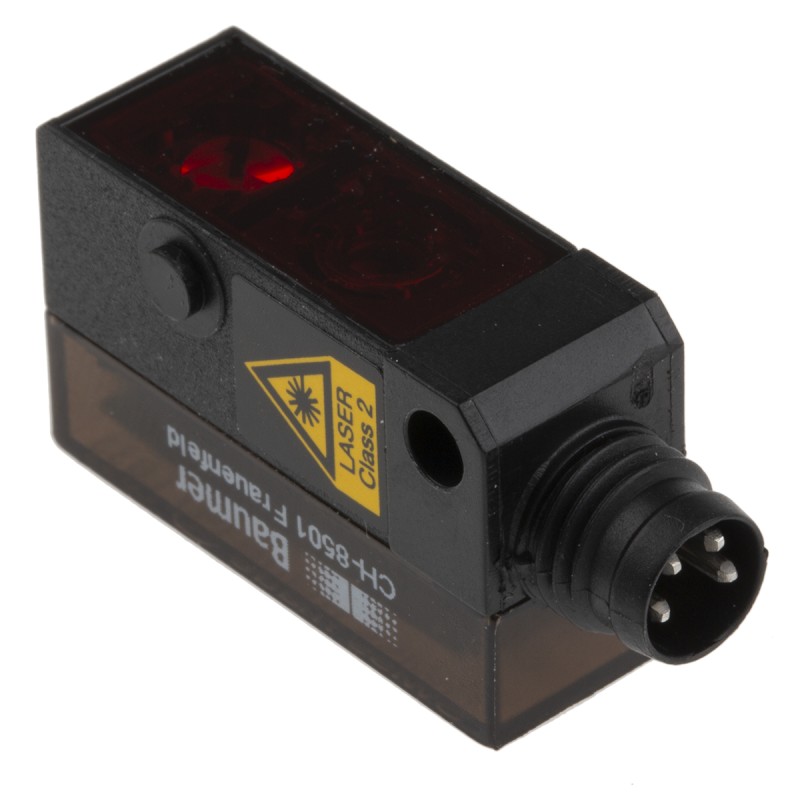 1 pcs - Baumer Diffuse Photoelectric Sensor, Block Sensor, 22 mm - 130 mm Detection Range