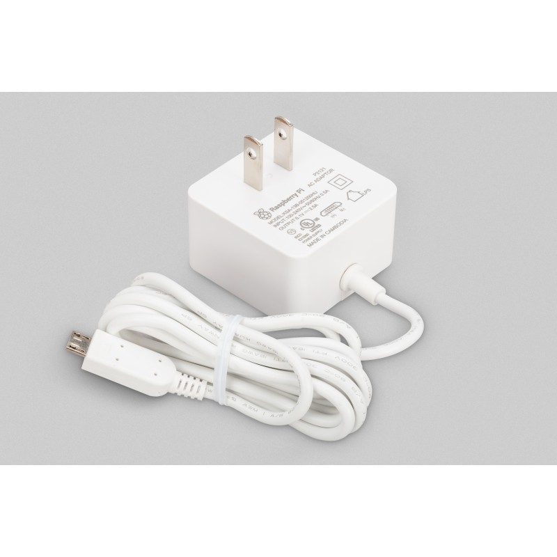 1 pcs - Raspberry Pi Raspberry Pi Power Supply, Micro USB Type B with US Plug Type