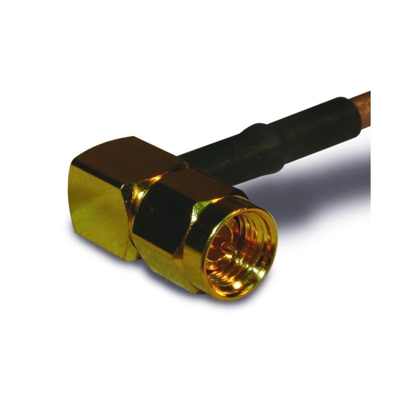 1 pcs - Amphenol RF Plug Cable Mount SMA Connector, Crimp Termination, Right Angle Body