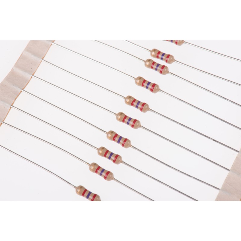 500 pcs - CFR25J2K7 TE Connectivity 2.7kΩ Carbon Film Resistor 0.33W ±5% CFR25J2K7