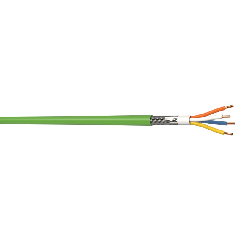 1 Reel of 100 M - AXINDUS Cat5 Ethernet Cable, Aluminium Foil, Tinned Copper Braid, Green, 100m