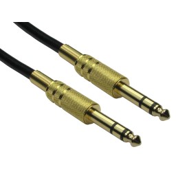 1 pcs - RS PRO Male 6.35mm Stereo Jack to Male 6.35mm Stereo Jack Aux Cable, Black, 3m