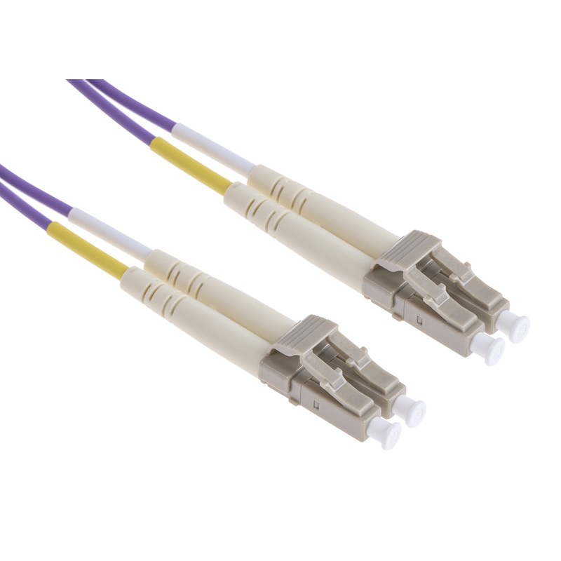 1 pcs - RS PRO LC to LC Duplex Multi Mode OM3 Fibre Optic Cable, 50/125μm, Purple, 1m