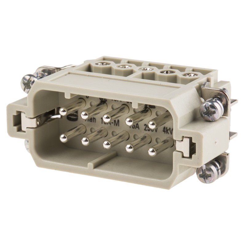 1 pcs - HARTING Heavy Duty Power Connector Insert, 16A, Male, Han A Series, 10 Contacts