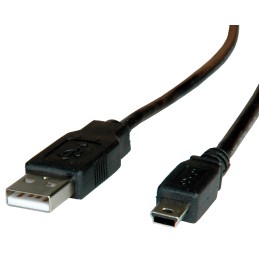 1 pcs - Roline USB 2.0 Cable, Male USB A to Male Mini USB B Cable, 3m