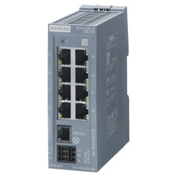 1 pcs - Siemens XB208 Series DIN Rail Mount Ethernet Switch, 8 RJ45 Ports, 10/100Mbit/s Transmission, 24V dc