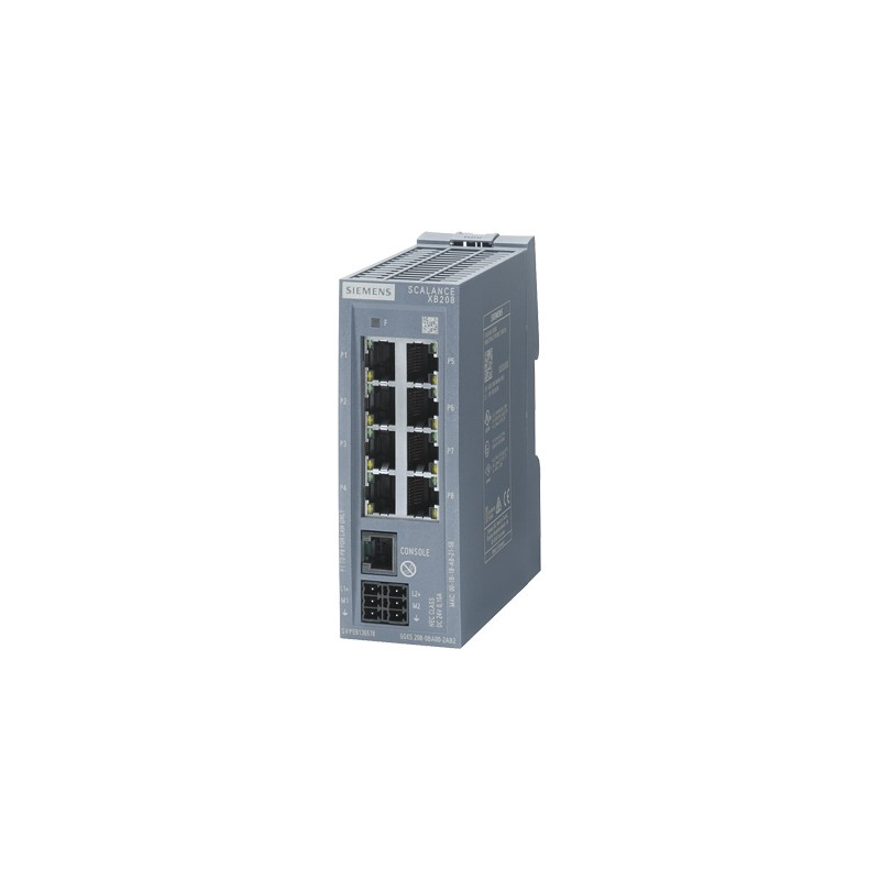 1 pcs - Siemens XB208 Series DIN Rail Mount Ethernet Switch, 8 RJ45 Ports, 10/100Mbit/s Transmission, 24V dc