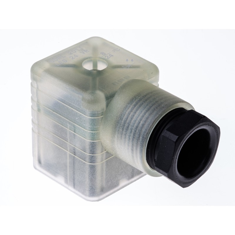 1 pcs - Hirschmann GDML 2P+E DIN 43650 A, Female Solenoid Valve Connector, with Indicator Light, 24 V ac/dc Voltage