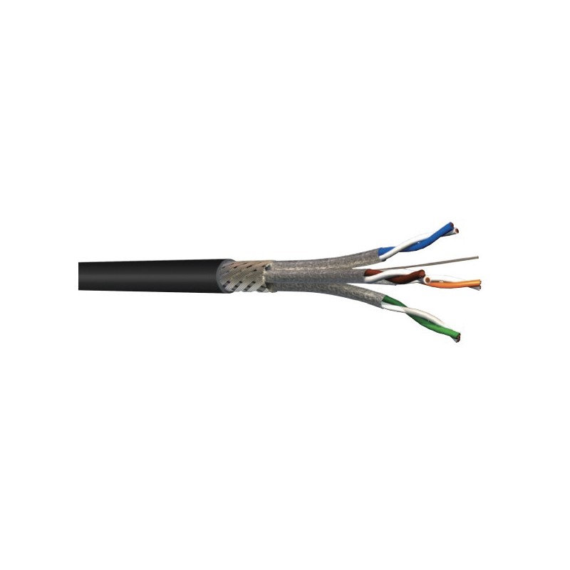 1 Reel of 100 M - S2Ceb-Groupe Cae Cat6a Ethernet Cable, S/FTP, Black PUR Sheath, 100m, IEC 60332-1